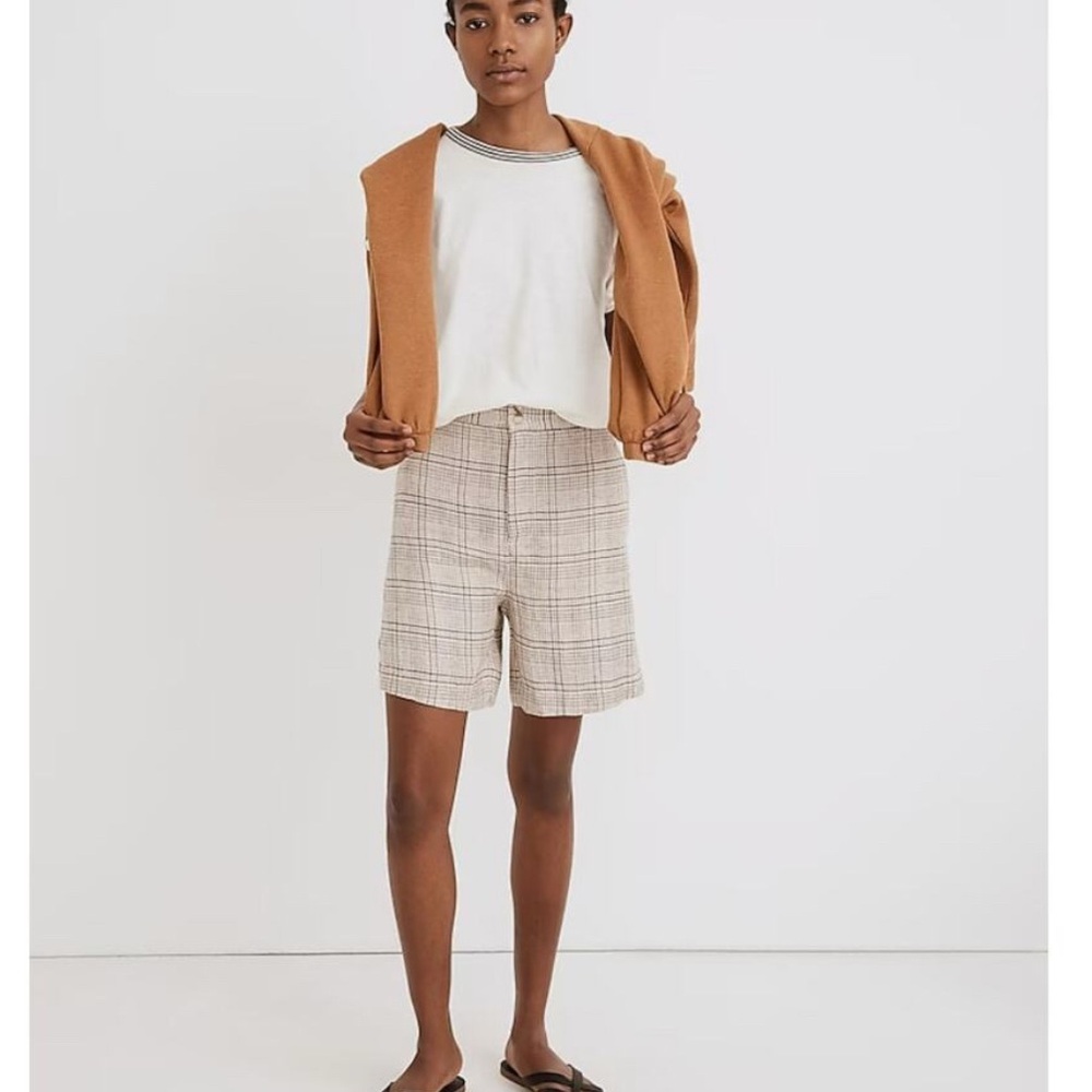 Madewell Clean Linen Plaid Shorts